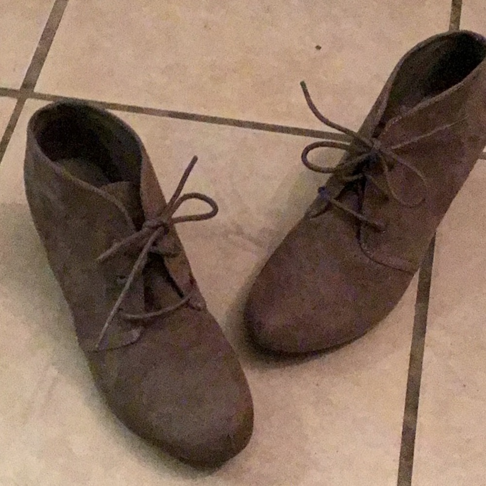 Brown suede wedges